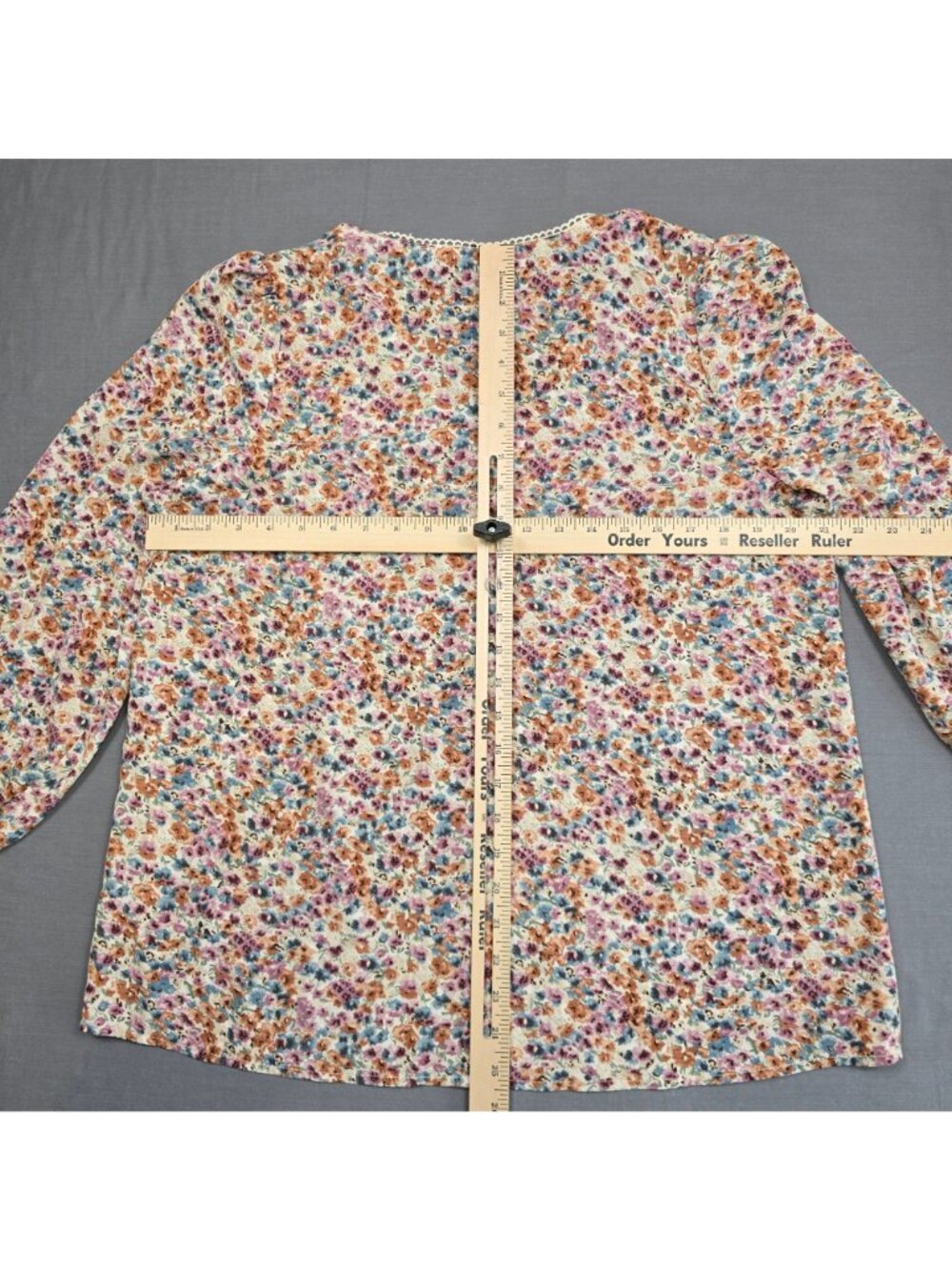 Davi & Dani Boho Medium Floral Long Sleeve Blouse Multicolor Lightweight Top - Picture 4 of 4